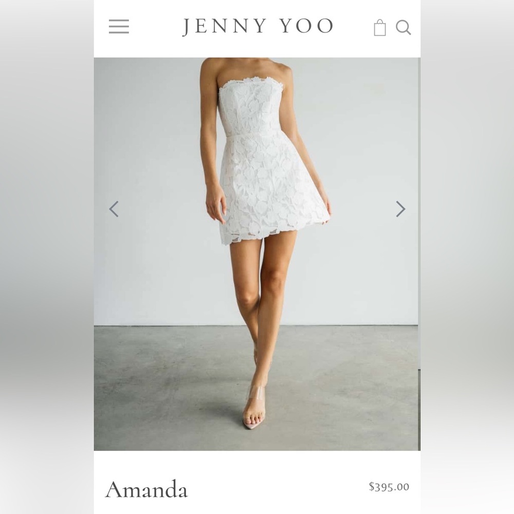 Jenny Yoo Strapless White Mini Dress